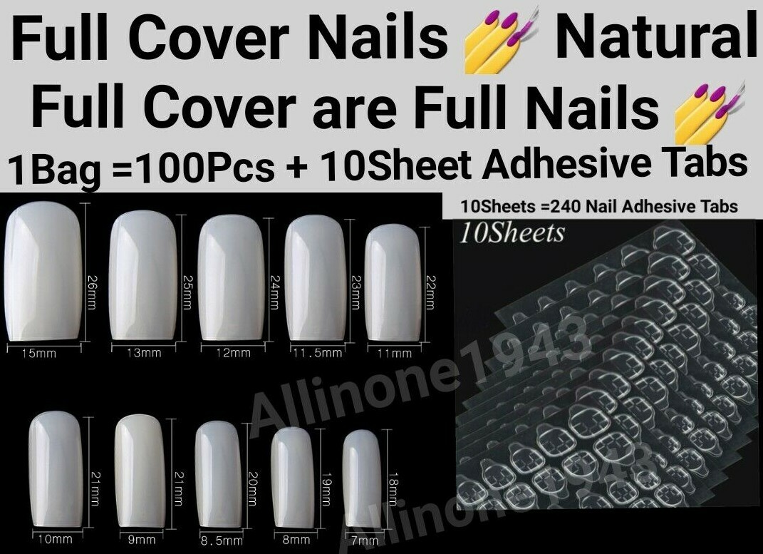 100/500Pcs Full Cover Nails Manicure Long Square False Tips Fake Nails -Jargod