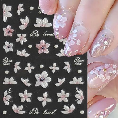 5D Spring Flowers Nail Art Stickers Cherry Flower Nail Stickers for Flower2
