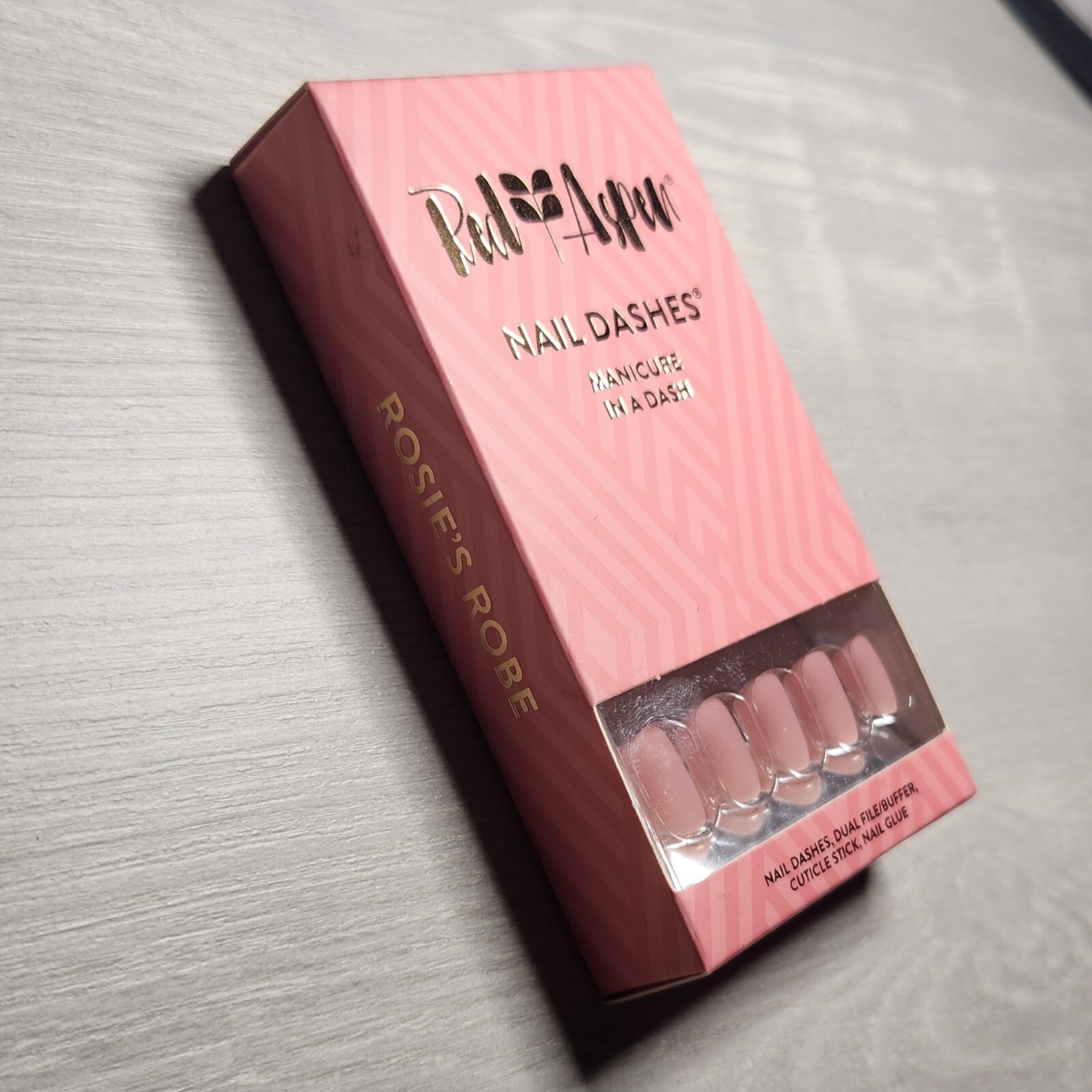 Press On Nails Rosie’s Robe Square Matte Pink Spring Easter Dashes Red Aspen