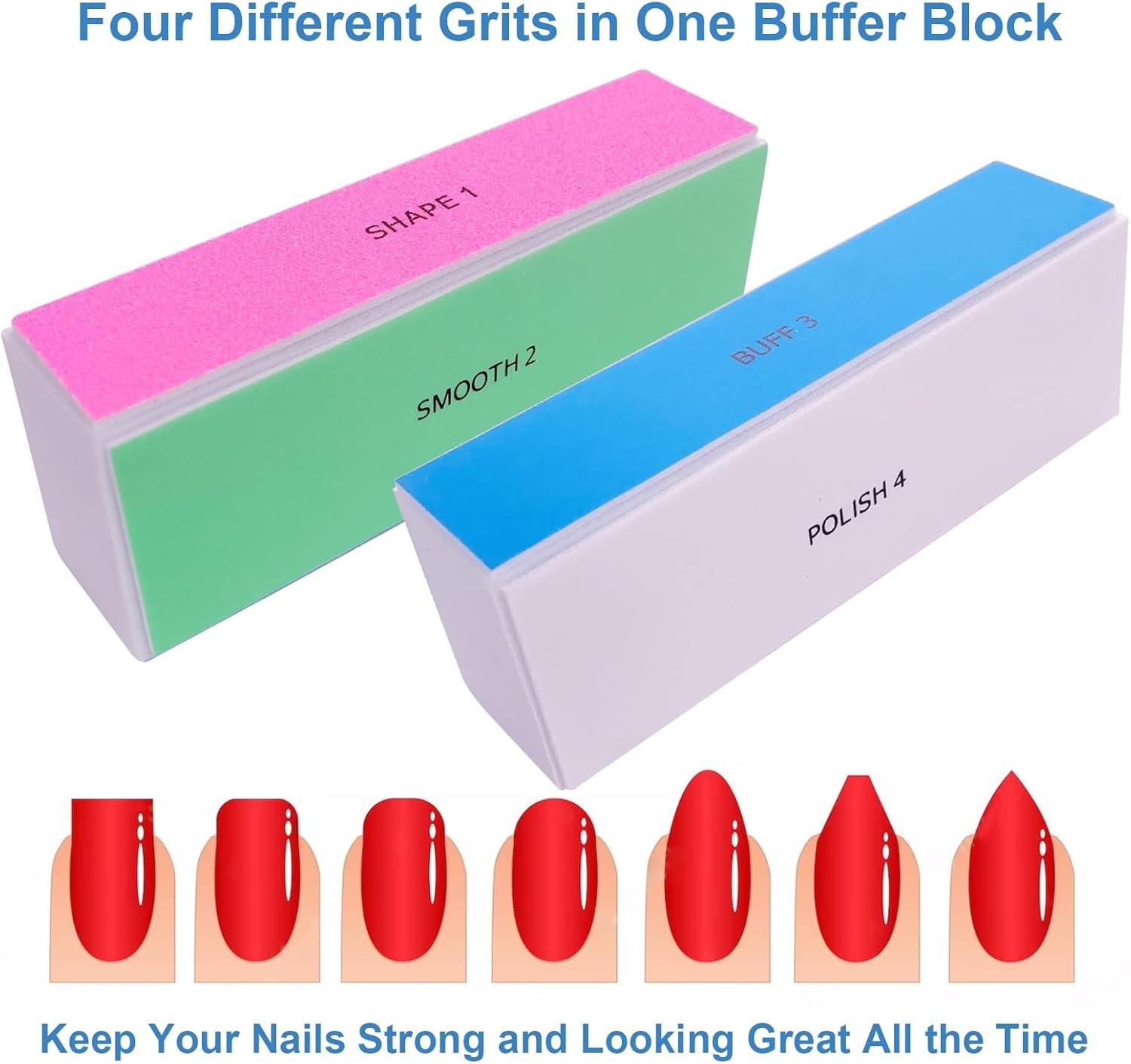 4 Way Nail Buffer Blo, Nail Shine Buffers Blos Files for Natural and