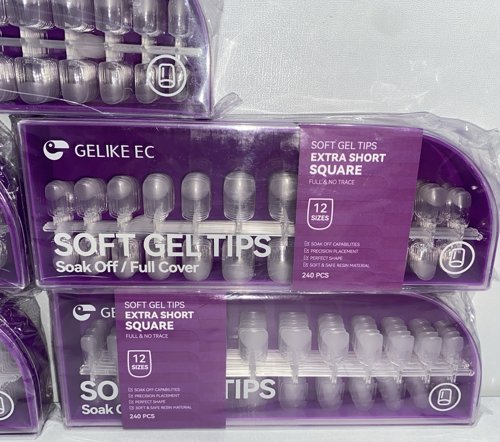 Lot Of 5-Boxes Gelike ECSoft Gel Nail Tips Extra Short Square /Damaged Packaging
