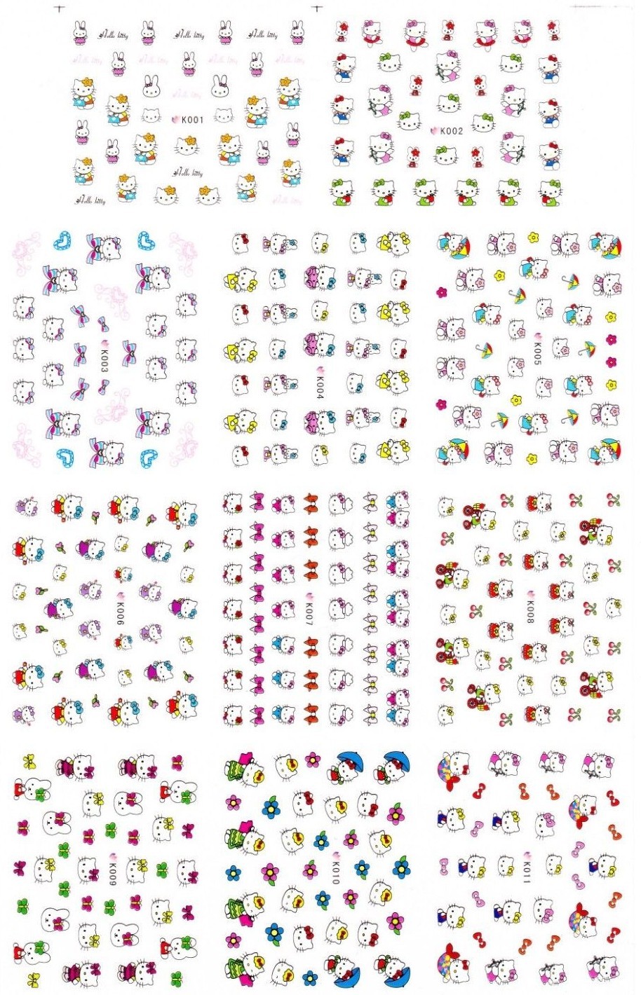 3D Nail Art Sticker Cute Hello Kitty Cat Cartoon Decals Manicure Peel & Stick
