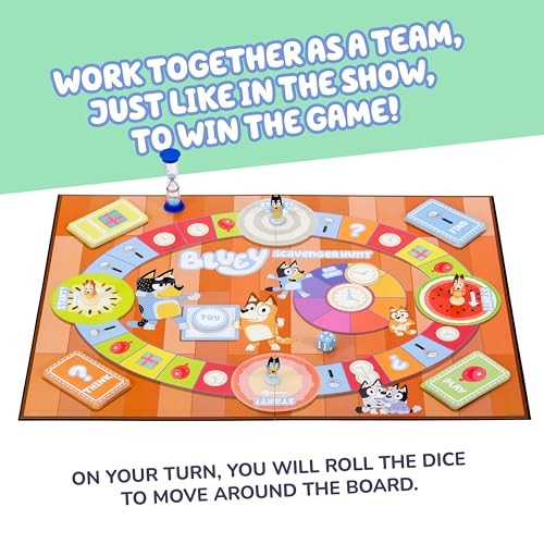 Bluey Scavenger Hunt Board Game, Cooperative Play with 4 Klein, Multicolor