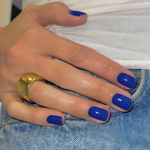Navy Blue Royal Blue Soft Gel Press on Nails – 30 Pcs – 15 Sizes – 15 Sizes