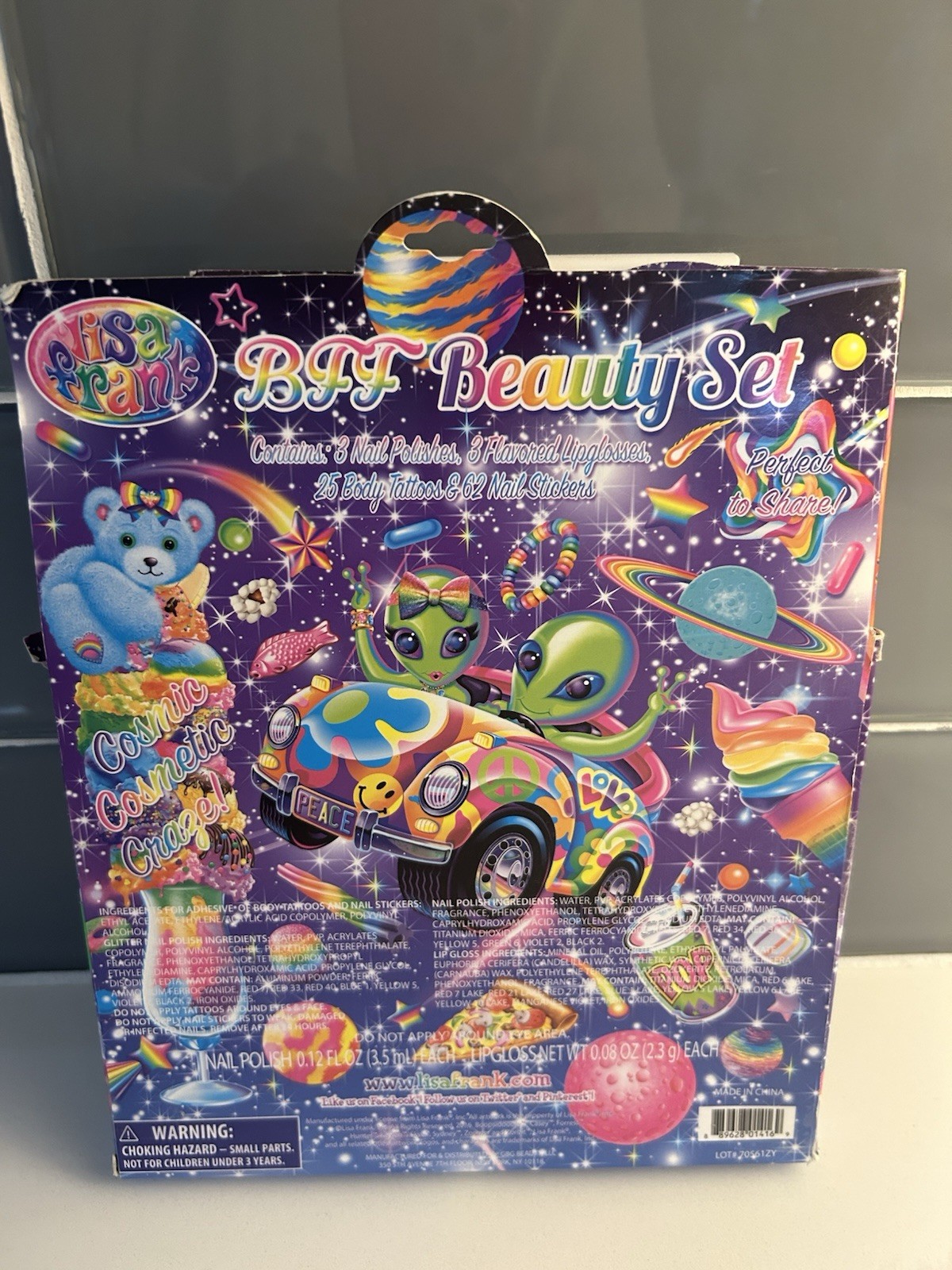 Lisa Frank BFF Beauty Set Lip Gloss Nail Polish Tattoos Nail Stickers Flaw Read
