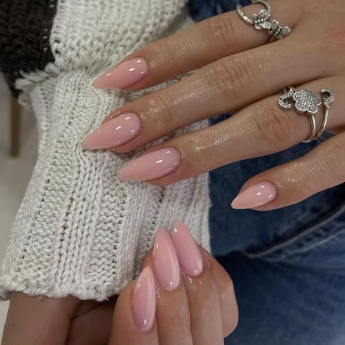 Dusty Pink Press on Nails Almond Shaped Nails Press ons, glossy dusty pink