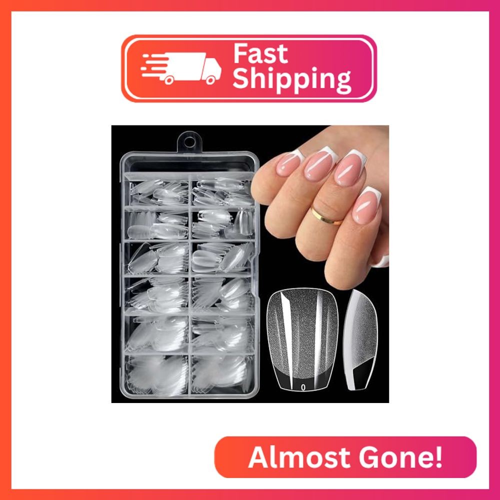 LuckForever 240pc Extra Short Coffin Fake Nails Tips Clear Press on Nails Short