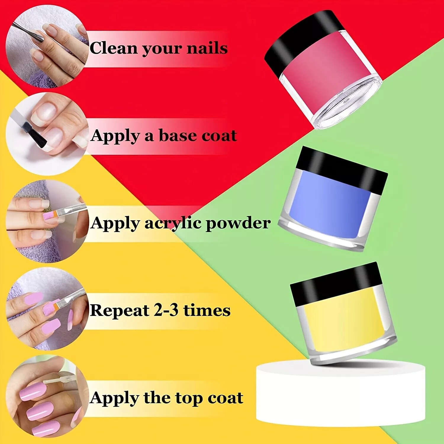24 Colors Acrylic Nail Powder Set 3D Art Dust UV Gel Manicure Decoration