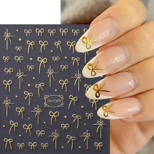 Bows Nail Art Stickers 6 Sheets 3D Self-Adhesive Valentines Nail Decals Style-7