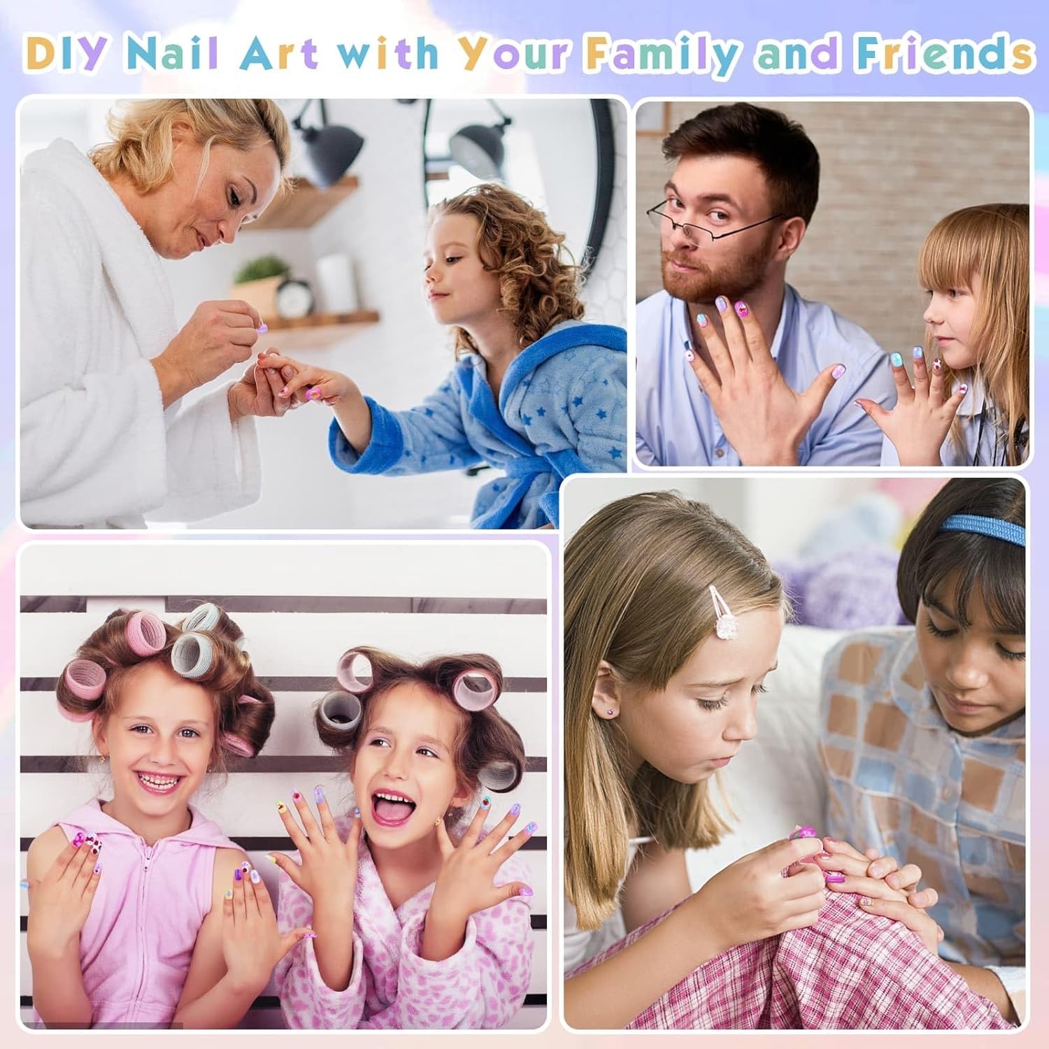 168Pcs Press on Nails for Kids Girls, Kids Fake Nails for Children Pre Glue Sti