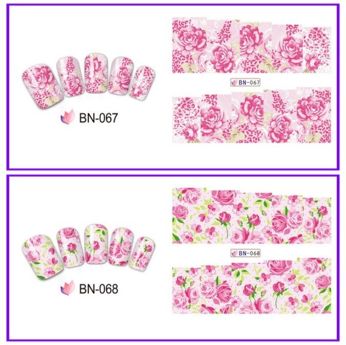 Floral Nail Art Water Decals: Spring Summer Flower Nail Wraps(Group 1)