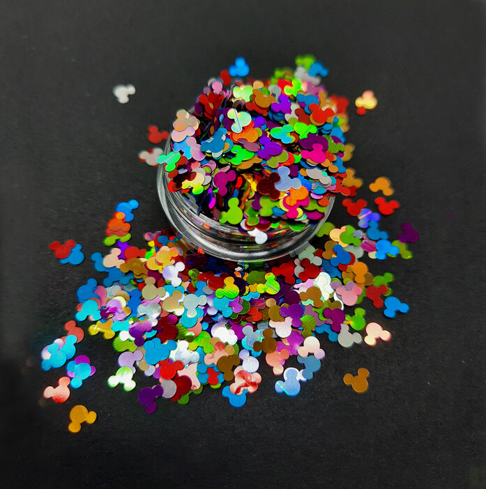 Nail Art Glitter Shapes, Unicorn, Moon, Leaves, Puzzle, Stars, Mickey, UK Seller