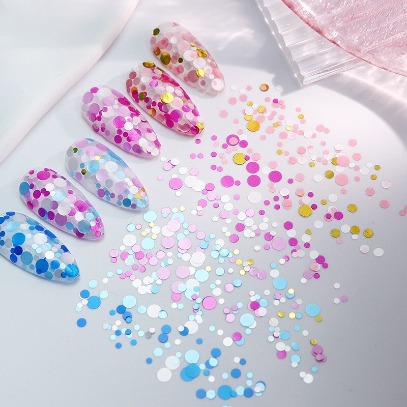 12 Grids Round Dot Shape Mini Nail Sequins Glitter Nail Art Paillette