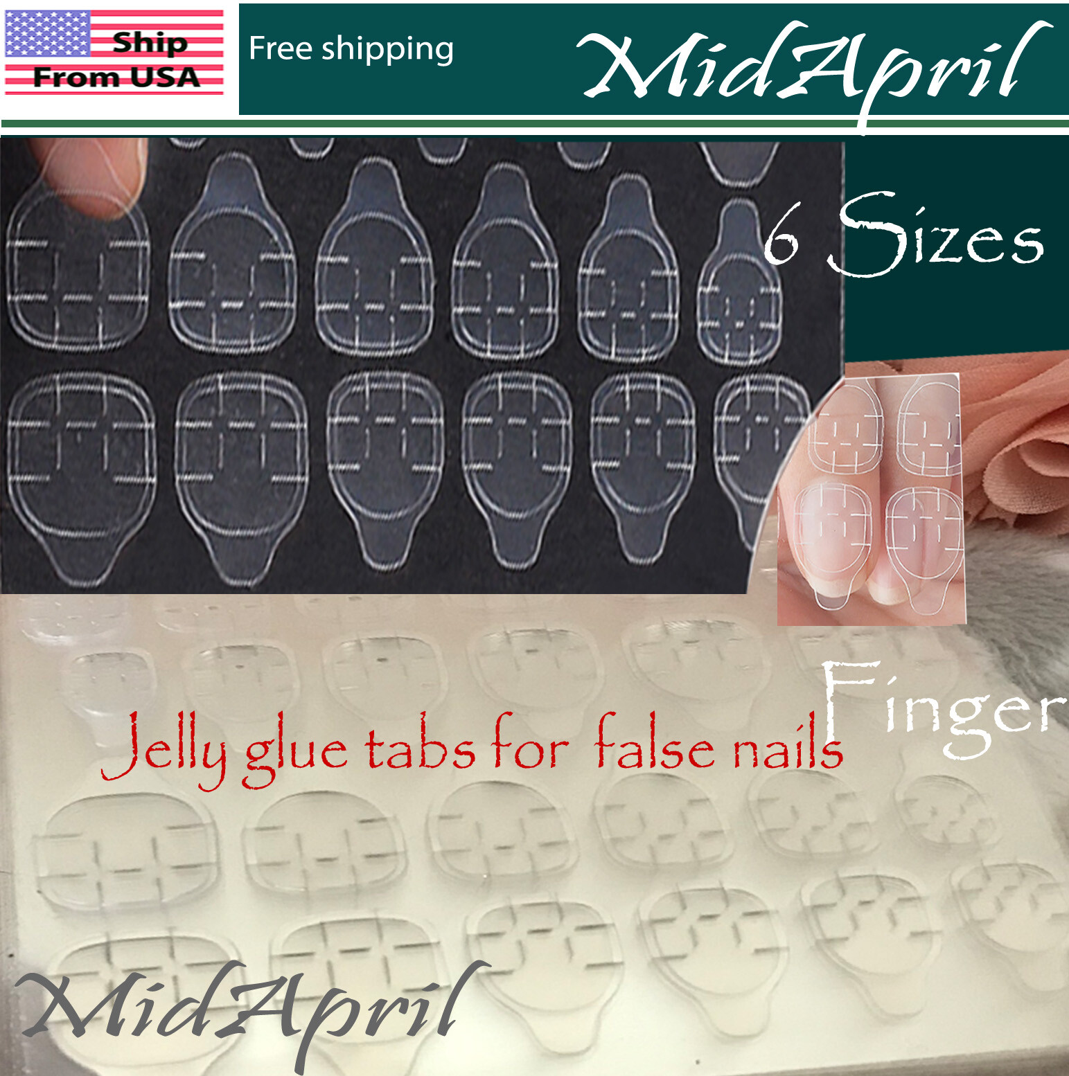 Clear jelly glue tabs false nail removable Nail Stickers