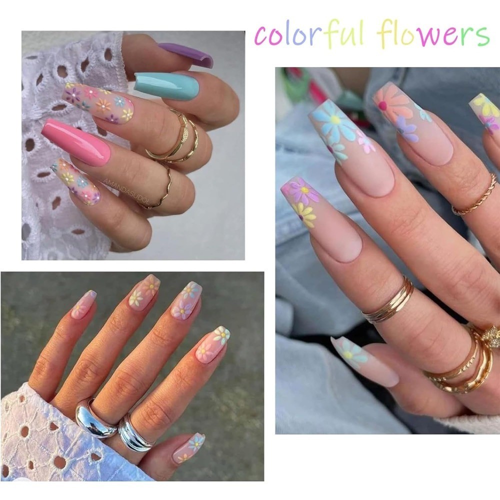 Flower Nail Art Stickers Self Adhesive 5D Embossed Daisy Design Spring Summer