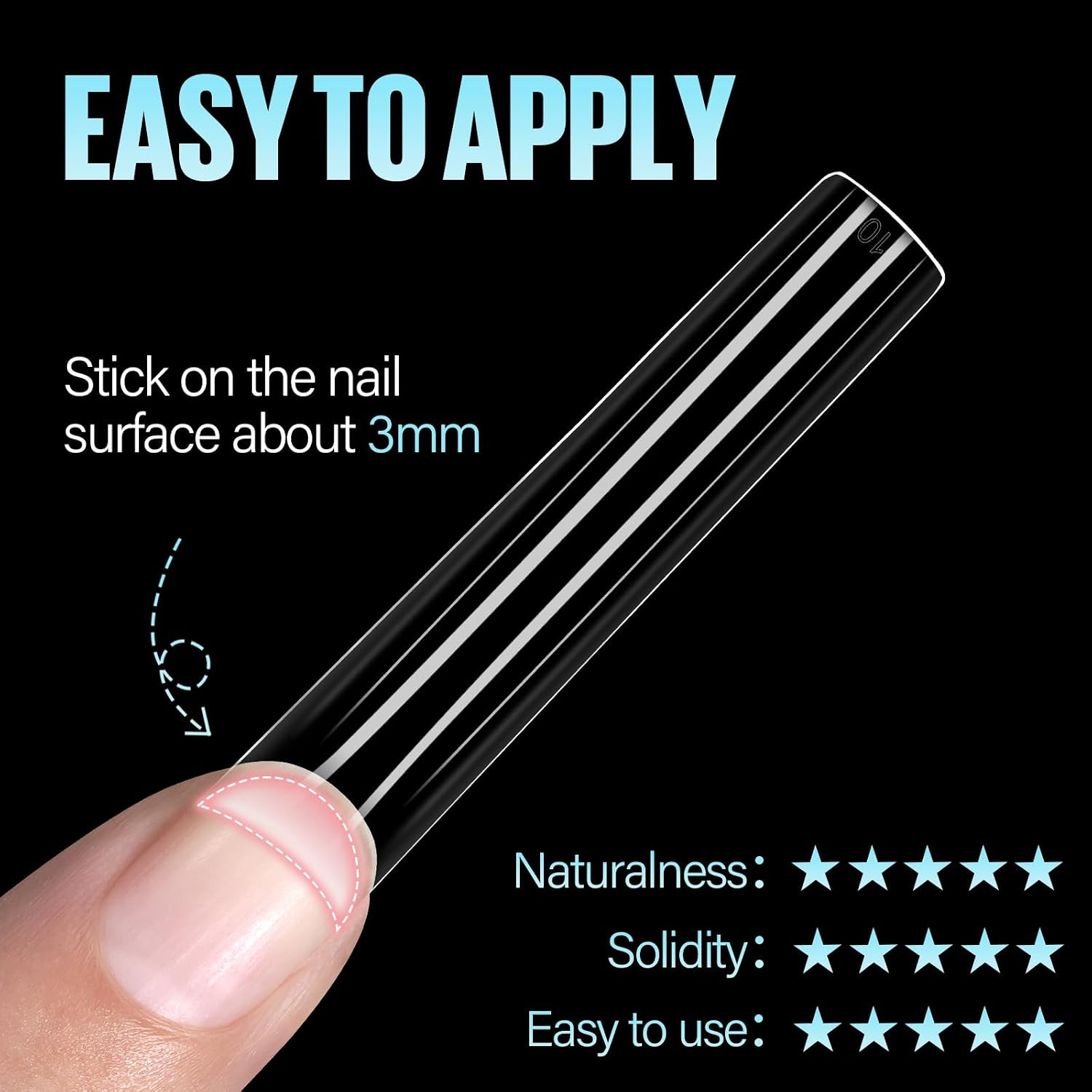 3XL Extra Long Square Nail Tips No C Curve, 504PCS Half Cover Clear Acrylic Fals