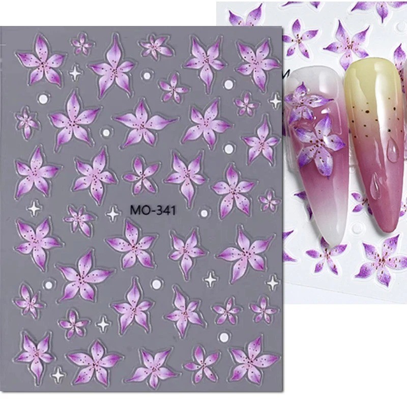 5D Embossed Floral Nail Art Stickers — Decals for Manicure Decoration