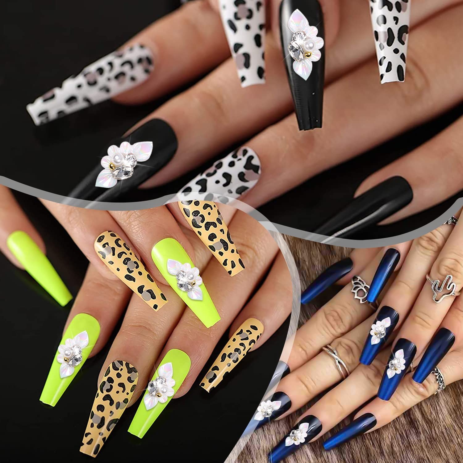 20pcs 3D Flower Beads for Nails Resin & Acrylic White Flower Nail Charms