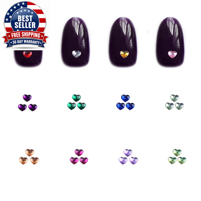 1 Box Heart Shape Acrylic Nail Art Decoration Wheel Glitter 3D Design Rhinestone