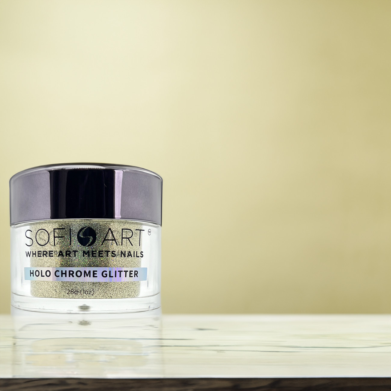 Sofi-Art Holographic Chrome Nail Glitter – Holo Yellow #GLS015 – 1 oz