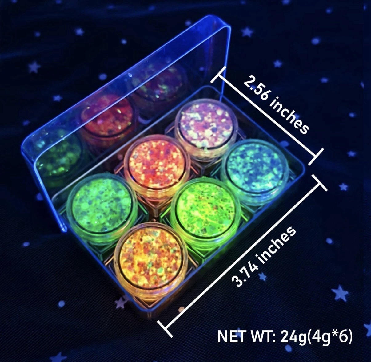 Glow in the Dark Body Glitter Gel – 6 Color Rave Accessories for Festivals