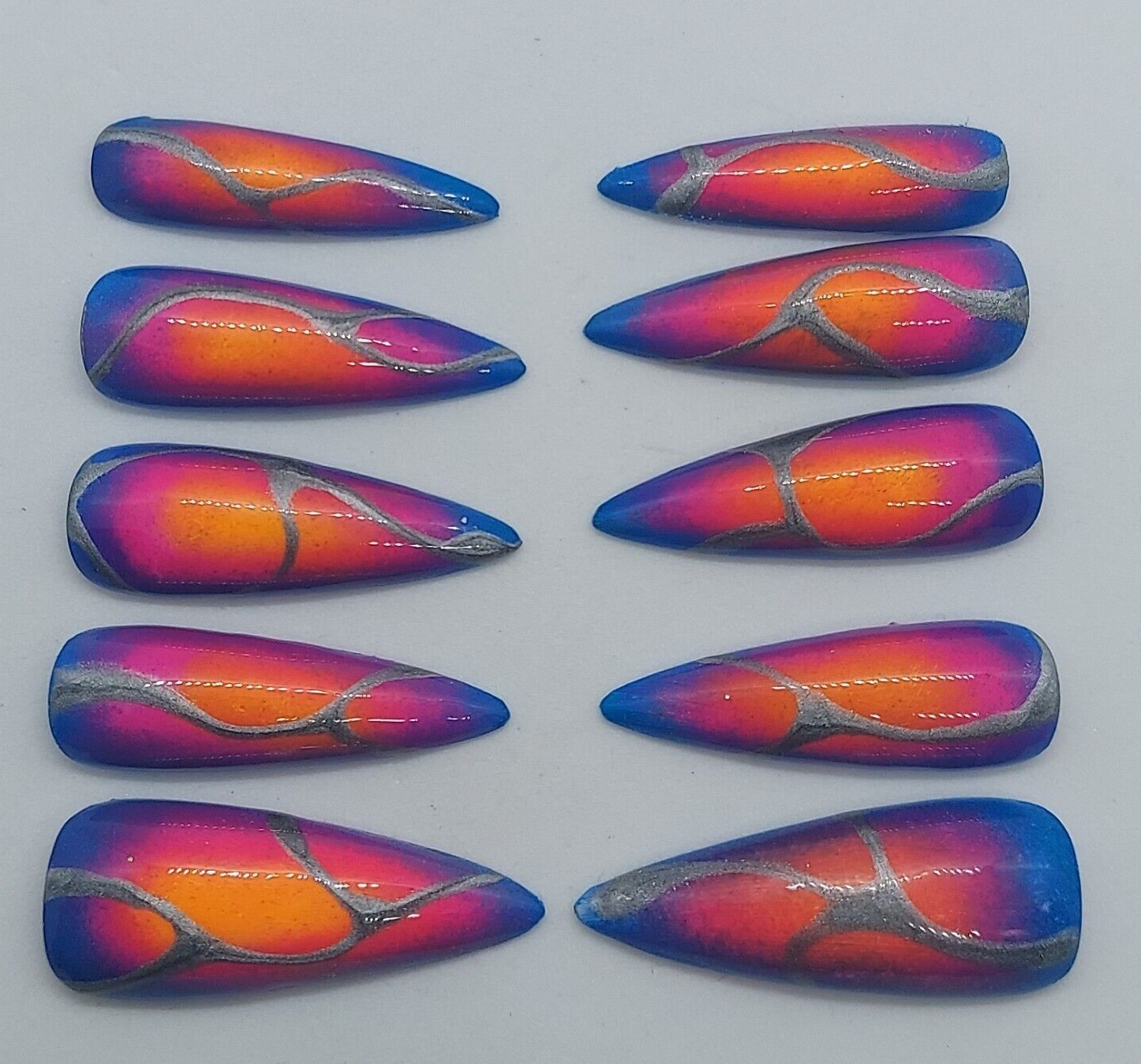 Vibrant Metallic Galaxy Ombre Silver Chrome Nails for Party Wedding Celebration