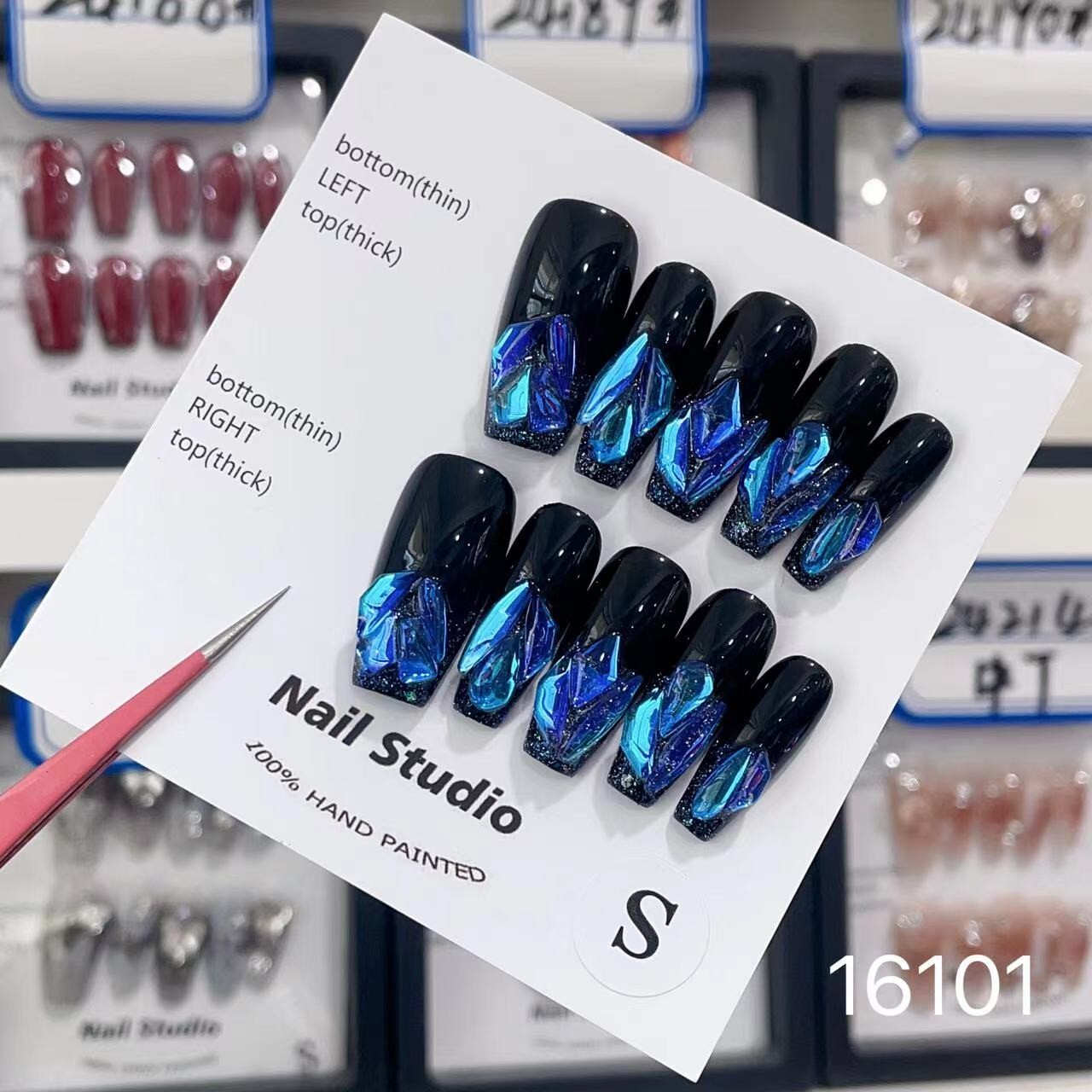 Handmade Press on Nails 10 pc set .+5 Pieces Nail Stickers