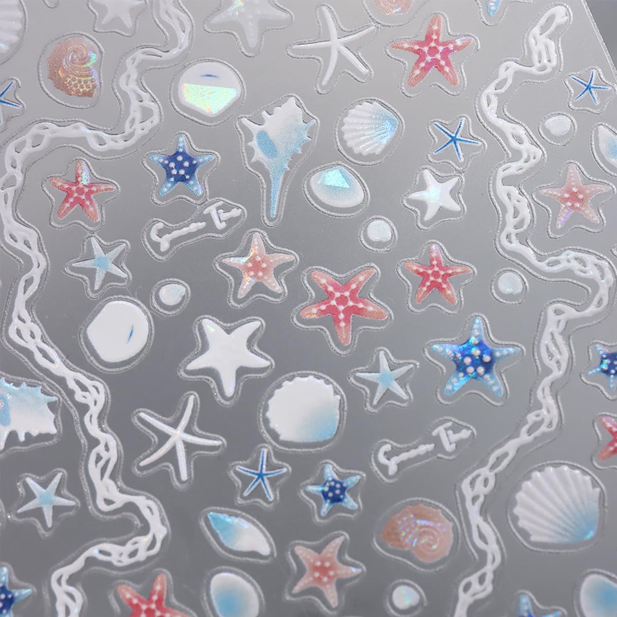 Summer Nail Stickers Decals 3D Ocean Self-Adhesive Starfish, Shells, Conch, P…