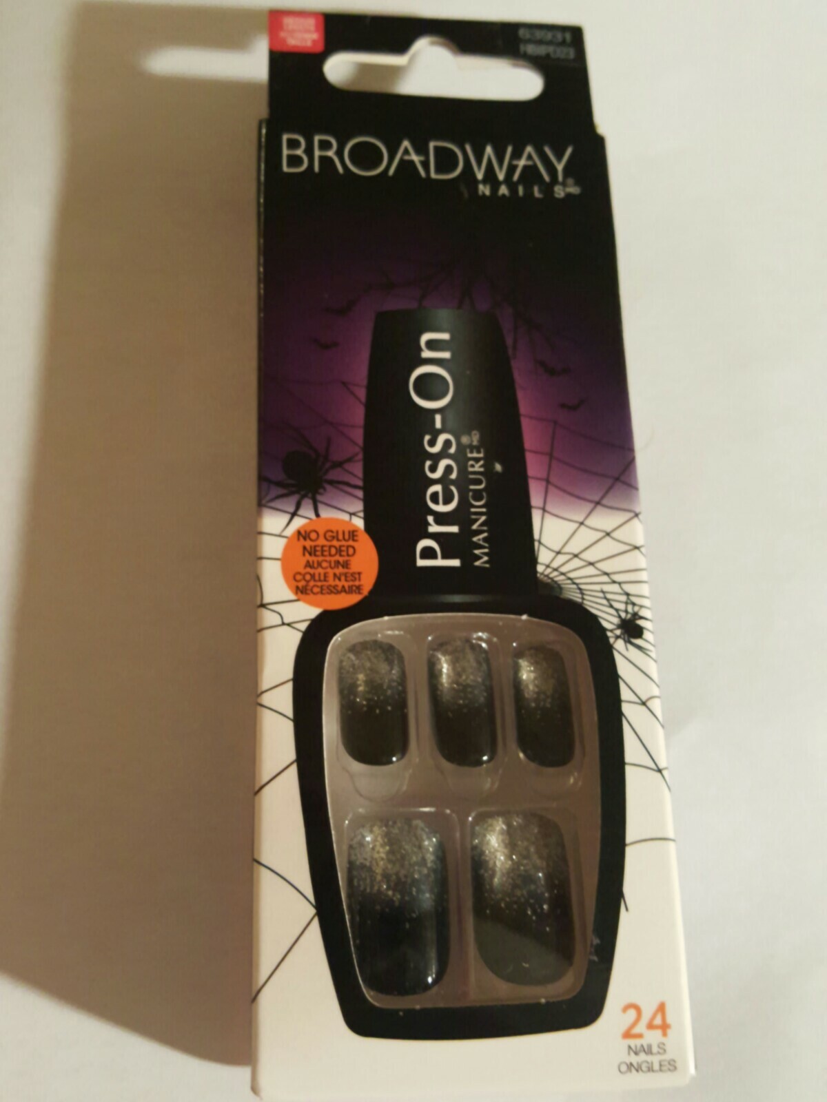 Broadway Nails Press On Manicure Halloween Black Glitter Ghostly 63931 By KISS