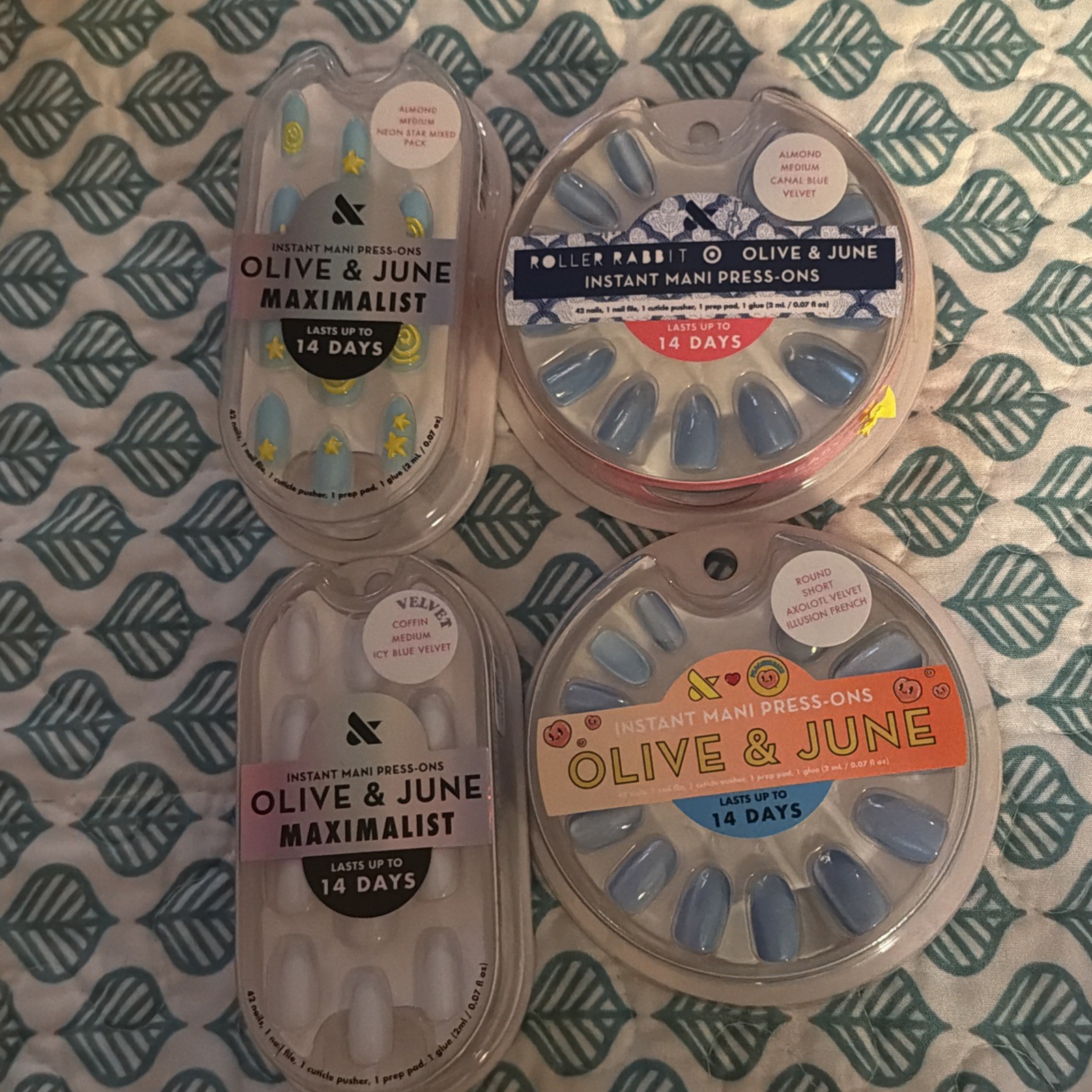 Lot Of 4 Olive And June Press On Nails – Brand New. Blue Velvet Nails.