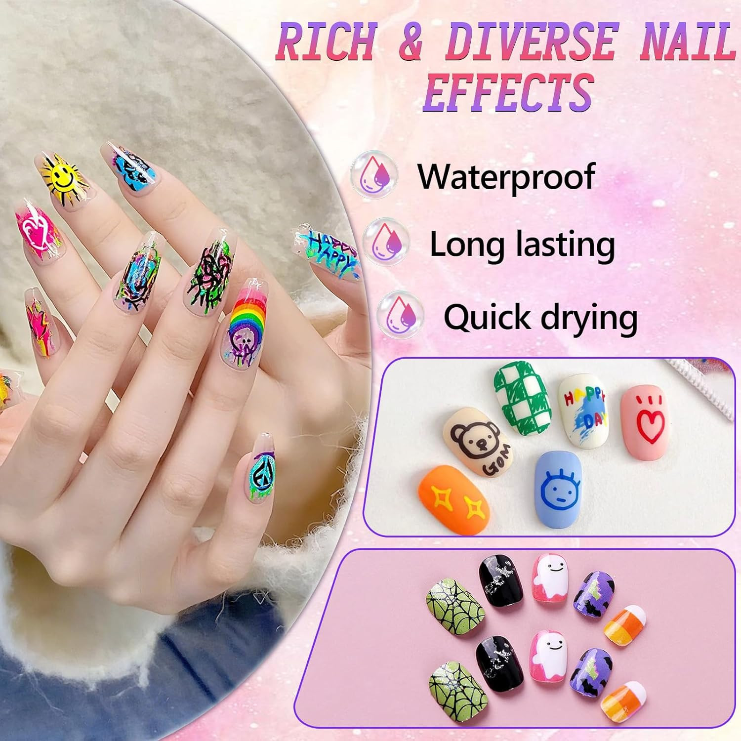 12-Color Nail Art Pen Set for Gel Nails – Quick Drying Markers and Liners