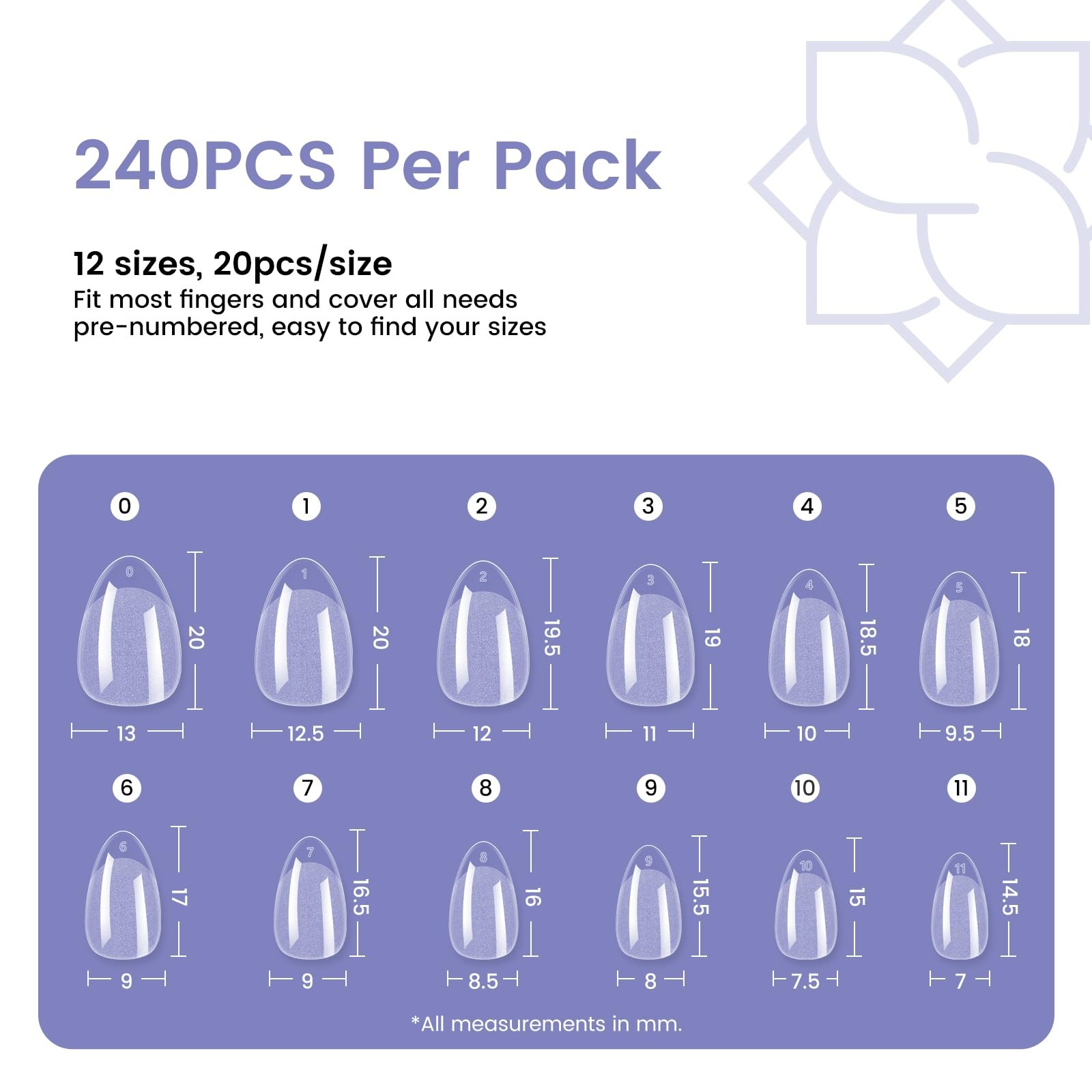 Extra Short Almond Nail Tips: 240Pcs Small Almond Shape Soft Gel Fake Nail Tips