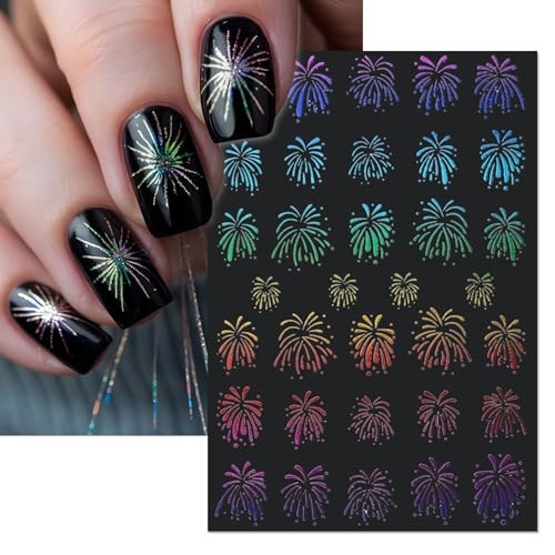 Gold Firework Nail Art Stickers – Celebrating New Year, 4th of July