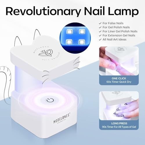 Nail Gel Kit with 15 Short Square Tips, 9-in-1 Glue & Portable LED Lamp – 510 Pc