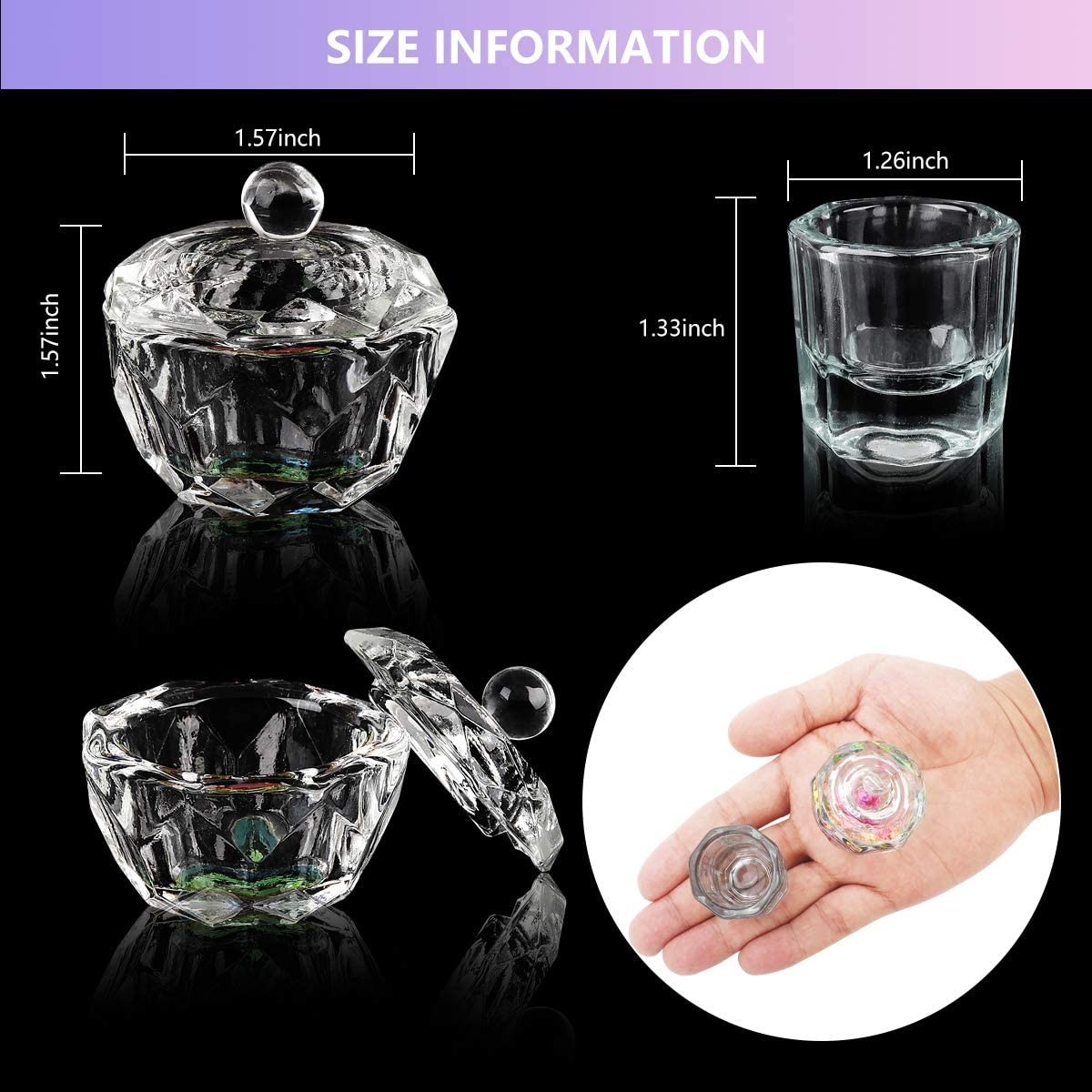 Set de 2 Recipientes liquido Monomero Profesional uñas Acrilicas +Pinceles uñas