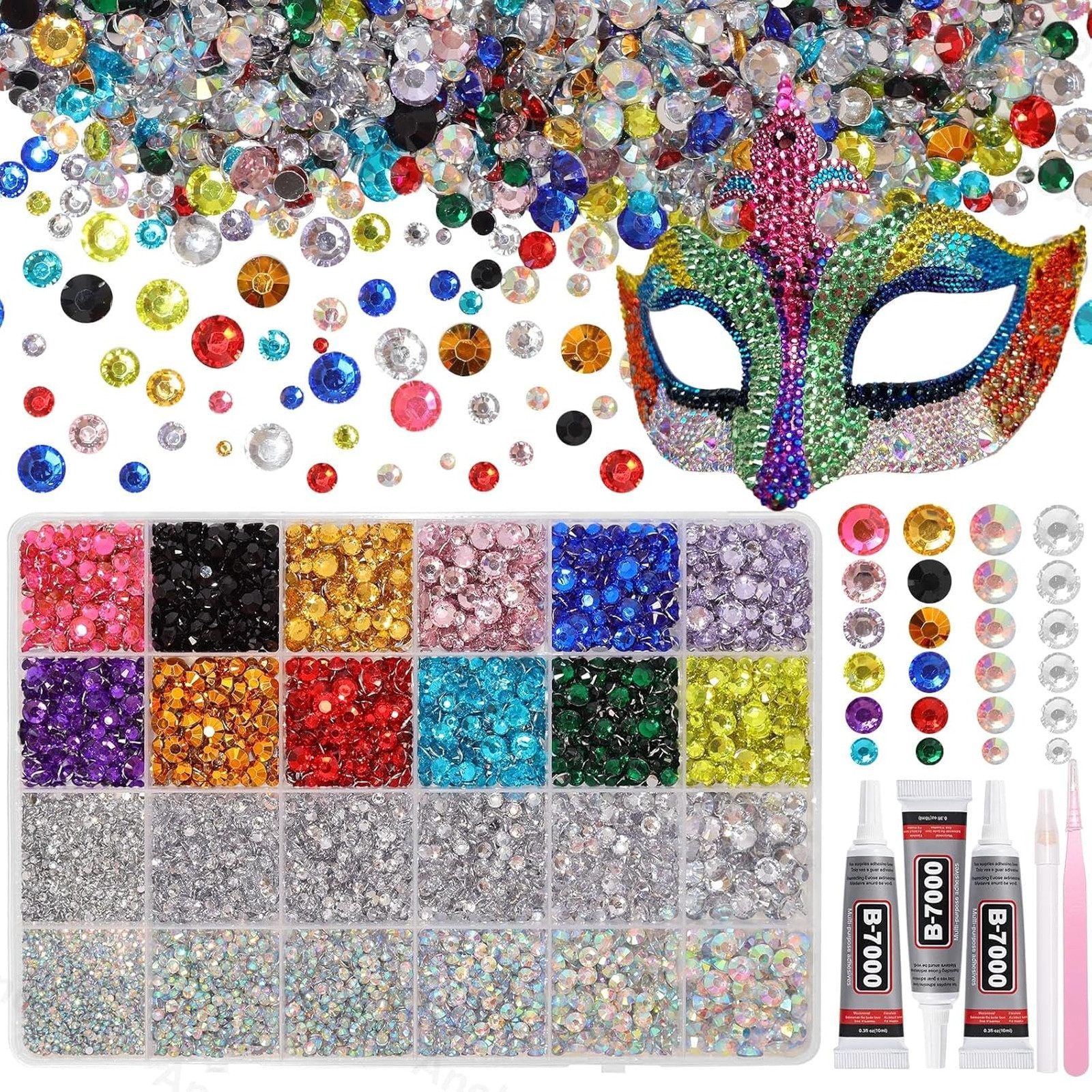 Colorful Resin Flatback Rhinestones Kit 26000PCS 2mm 3mm 4mm 5mm 6mm for DIY