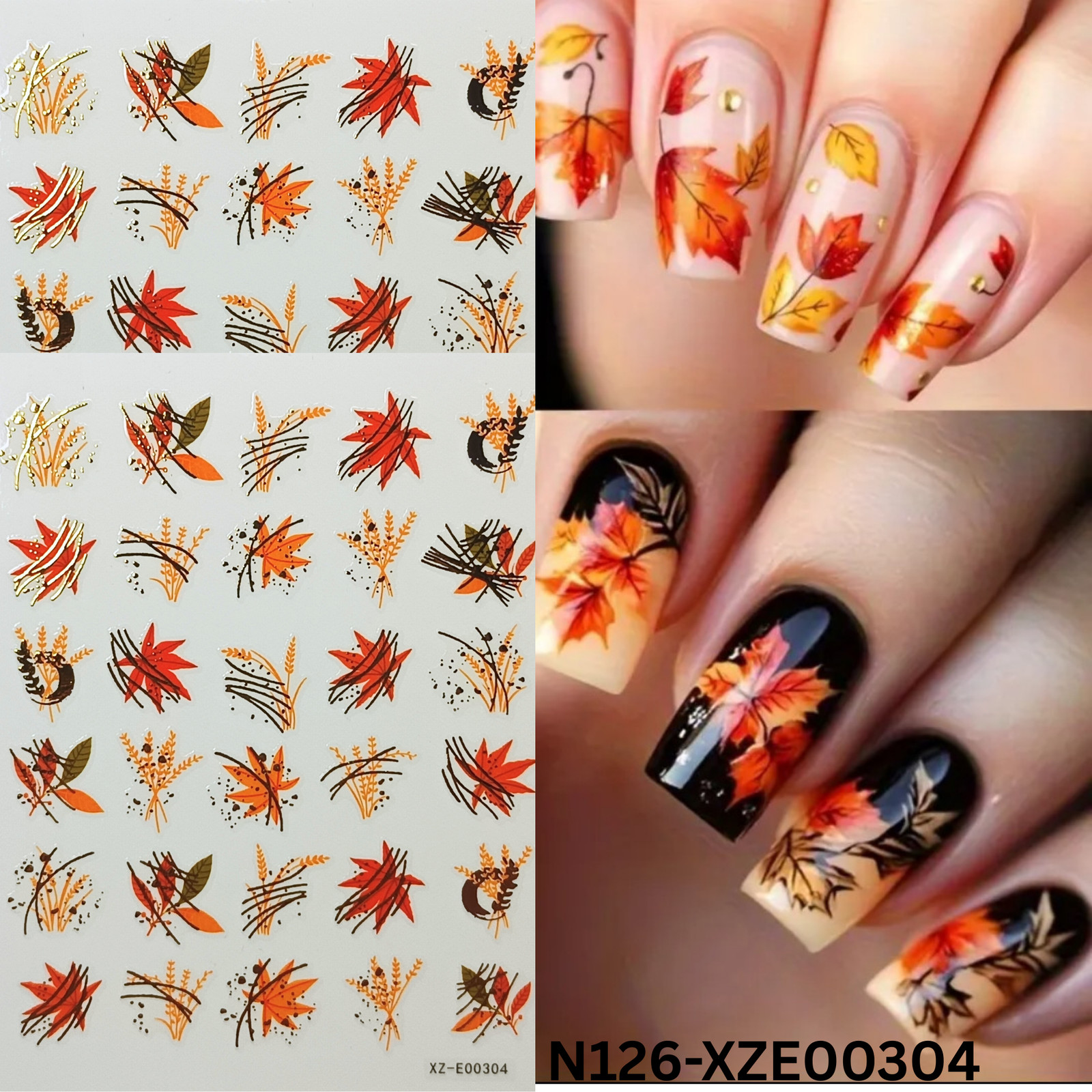 3D Maple Leaf Nail Stickers – Autumn & Thanksgiving Nail Art Decals