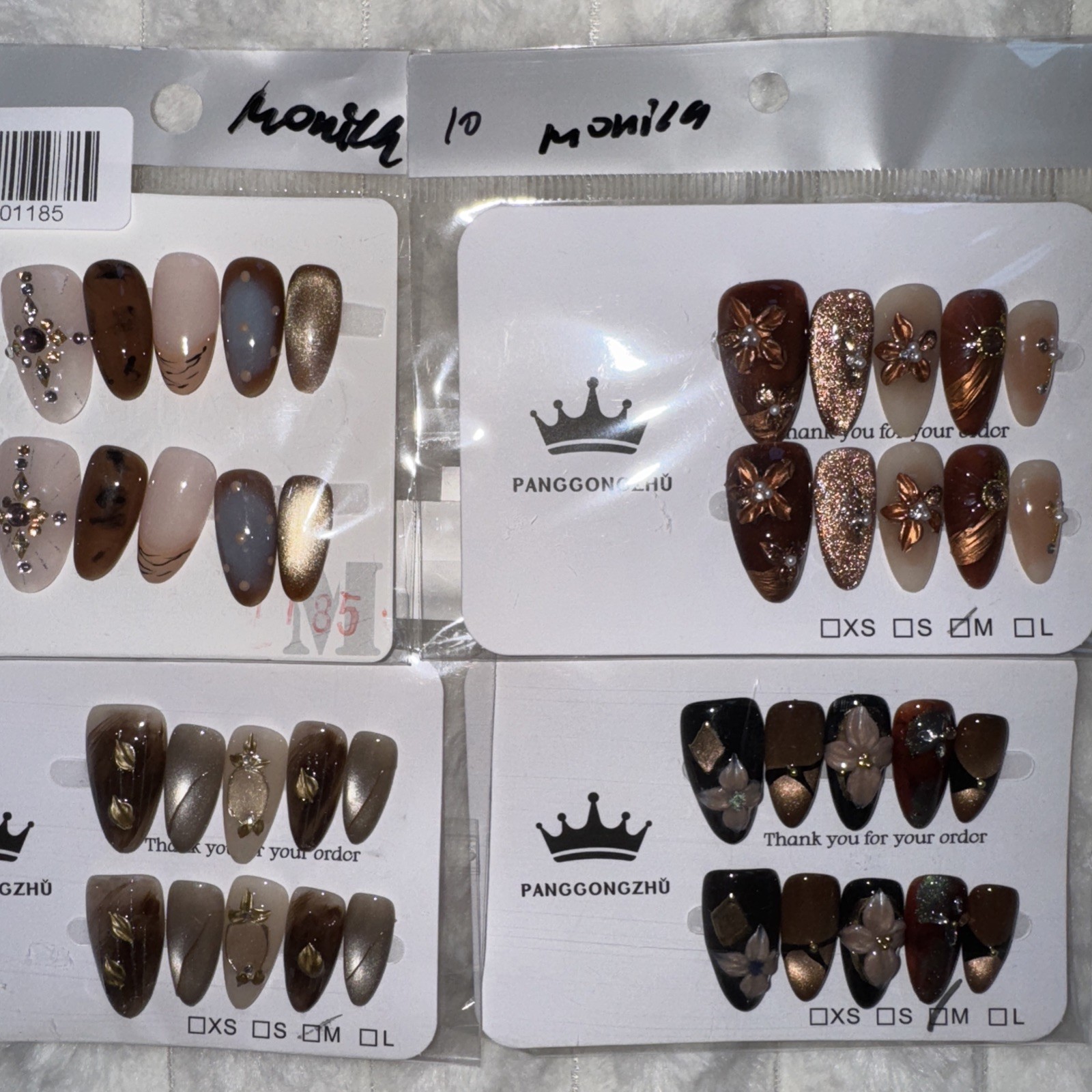 4 Packs Of 10pcs Almond Press On nails | 3D Unique Designs| Size M | Reusable 11