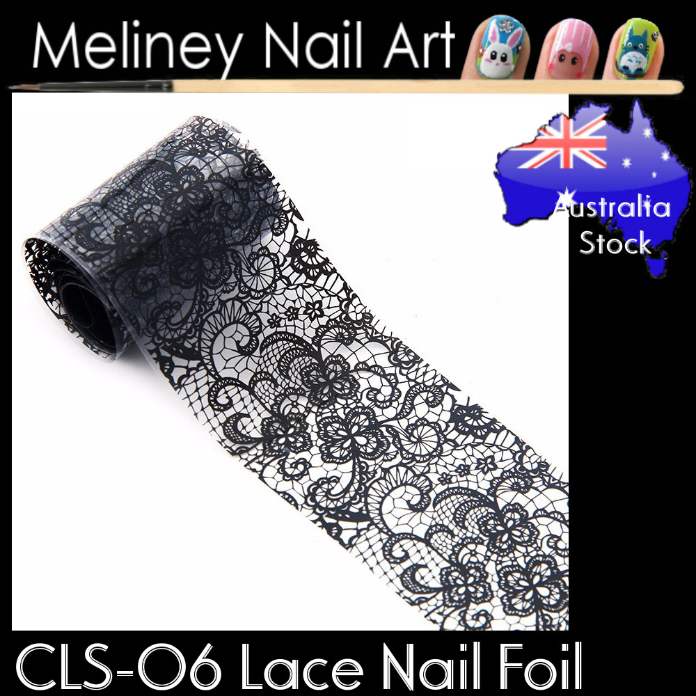 Black White Lace Nail Art Transfer Foils Transparent Flowers sticker Foil
