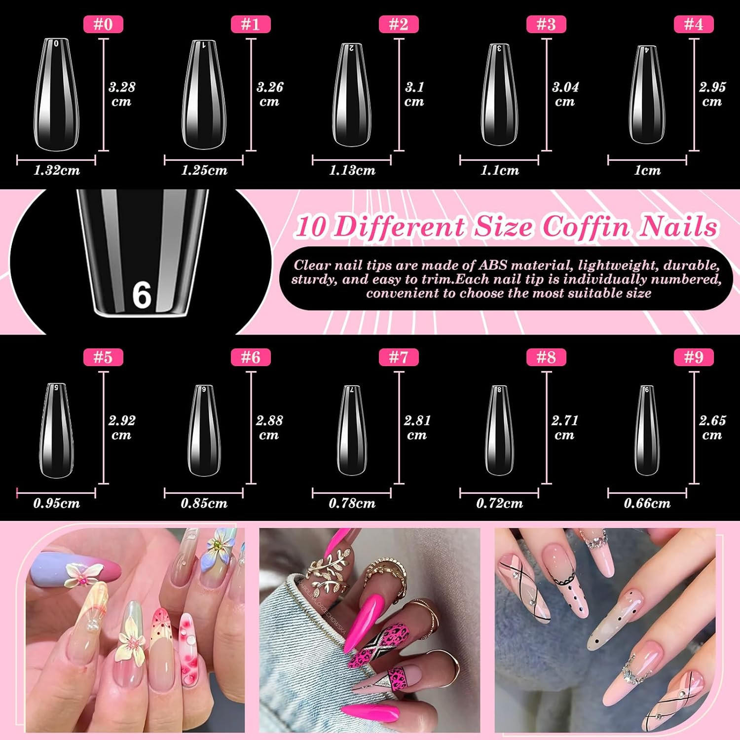 Acrylic Nails Kit Press on Nail Kit with Clear Coffin Nail Tips Nail Display St