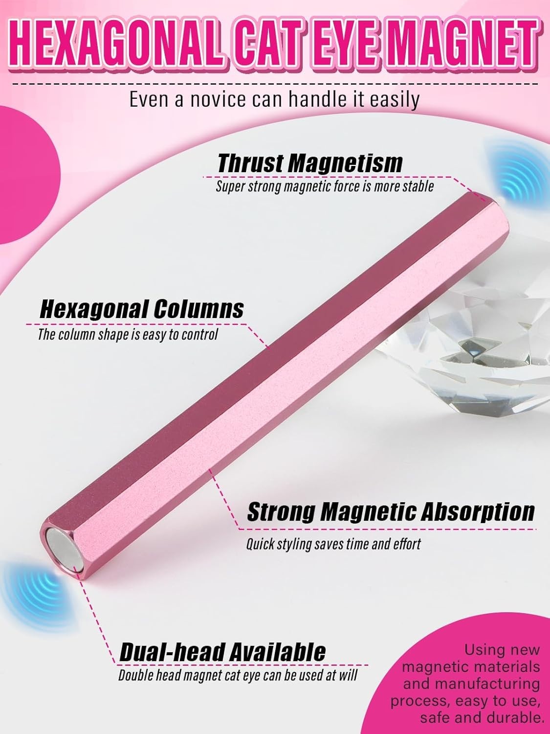 Professional 5-in-1 Cat Eye Magnetic Nail Art Tool – Lightweight & Stylish Pink