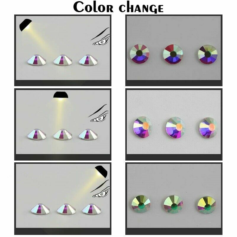 1440pcs Crystal AB Rhinestones FlatBack Glitter Diamond Gems 3D Nail Art Decor