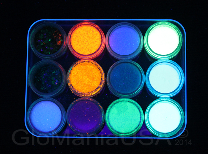 NAIL ART CARD MAKING GLOW IN THE DARK PIGMENT HEARTS & BUTTERFLIES NEON GLITTER