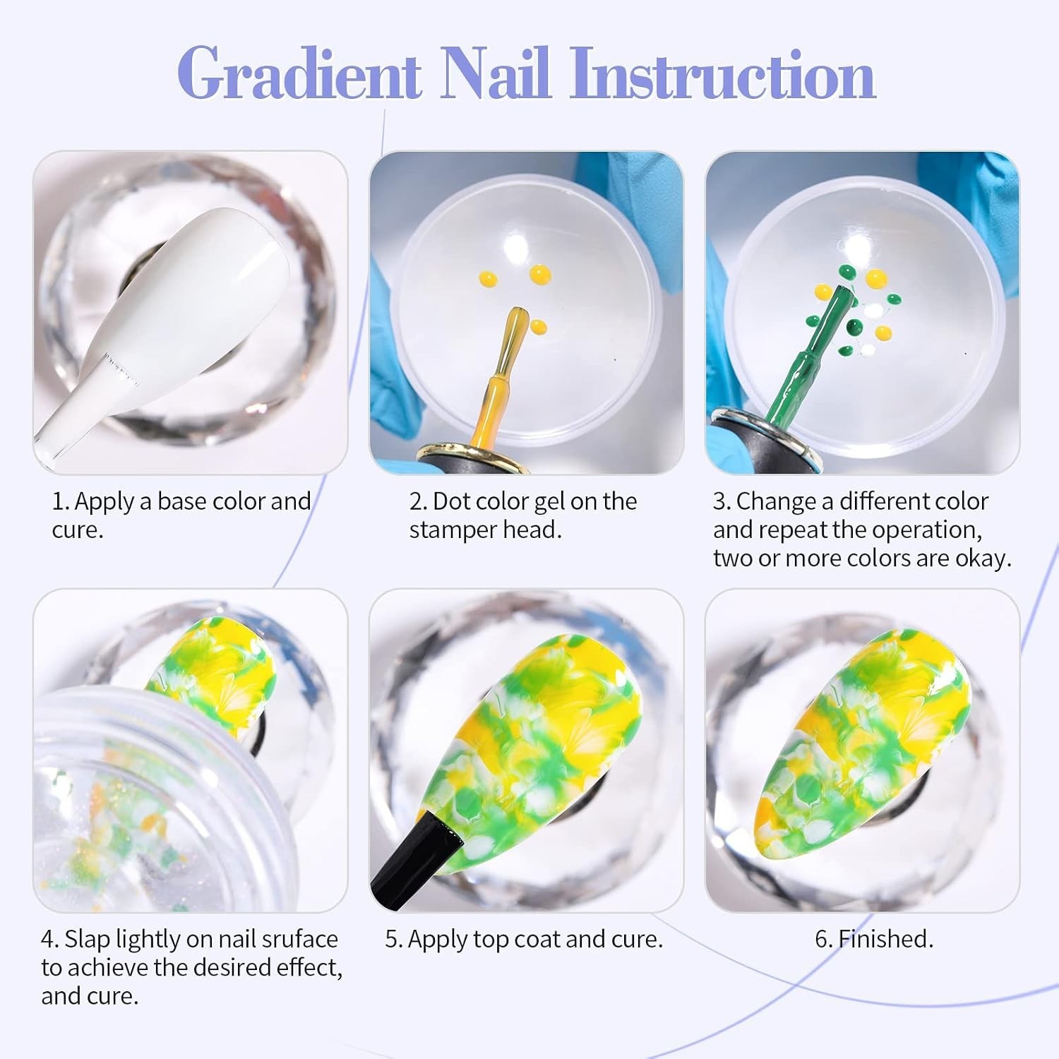 Versatile 6PCS Nail Art Stamping Kit | Long & Short Jelly French Manicure