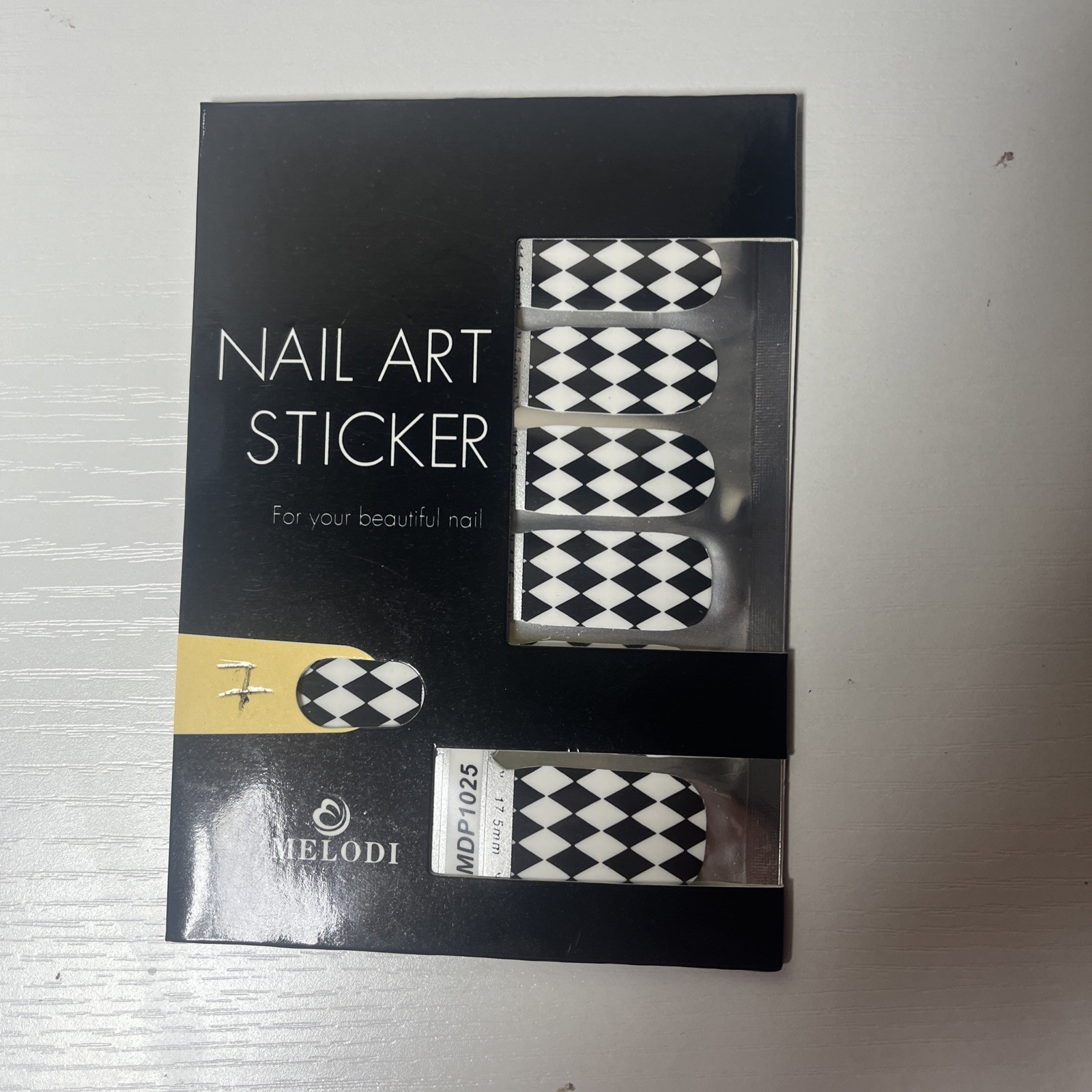 NAIL ART STICKER 14 Piece Set 30MM Long white black diamond