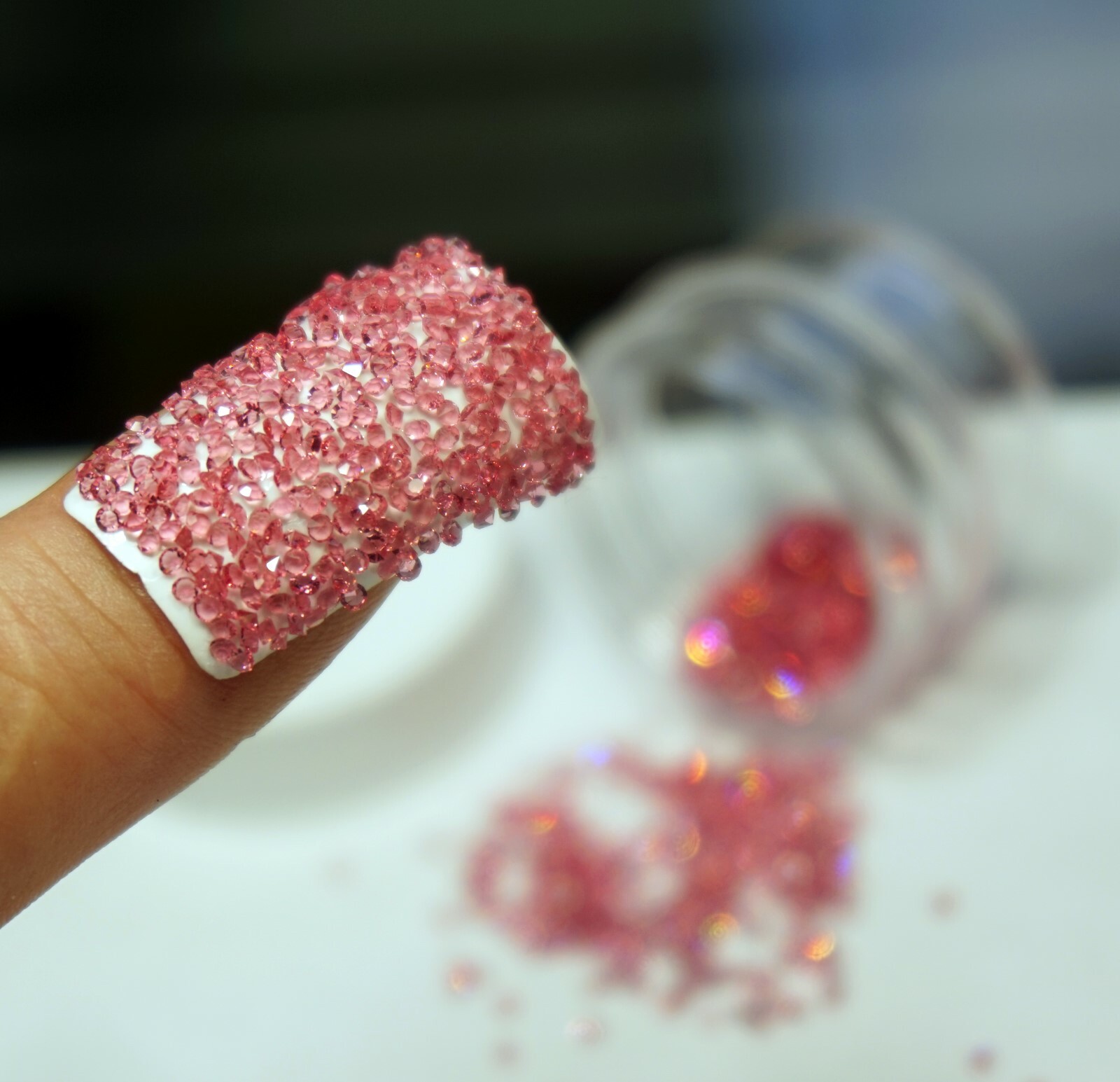 PREMIUM PINK CRYSTALS FOR NAILS 1000 Pixiecrystals Nail Art Small Gift