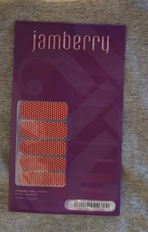 JAMBERRY Nail Wraps. FULL Sheet. “Poppy & White Polka”. #PK27. RETIRED~