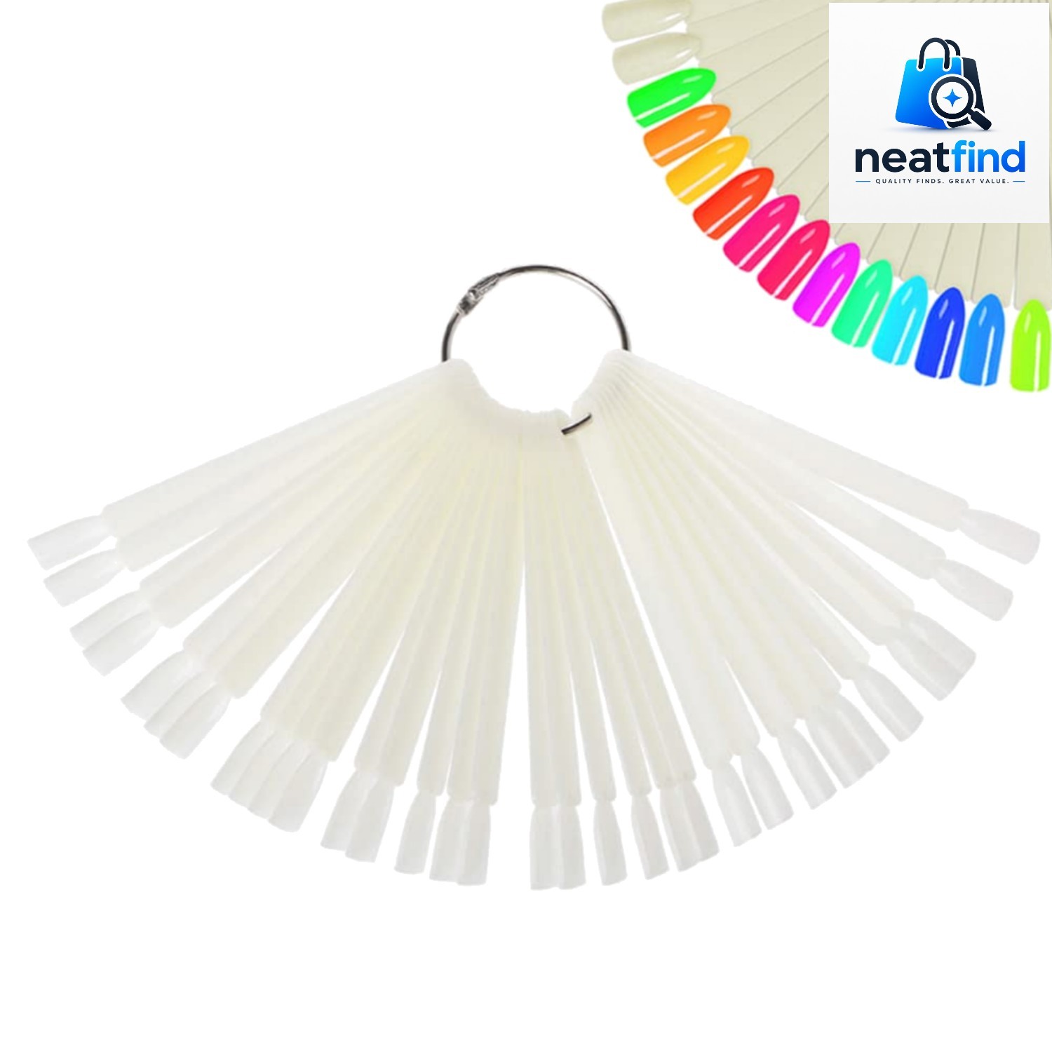 50 Count Fan-Shaped Nail Tips in Beige – Ideal for Color Display and Practice