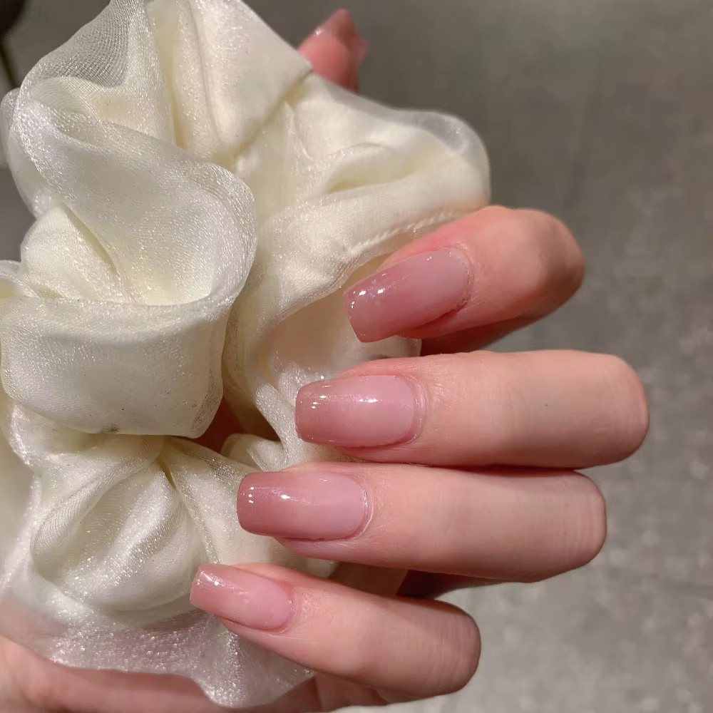 Semi-Cured Gel Nail Stickers Solid Color Nail Semi-Baked Tips Full Paste Nail De