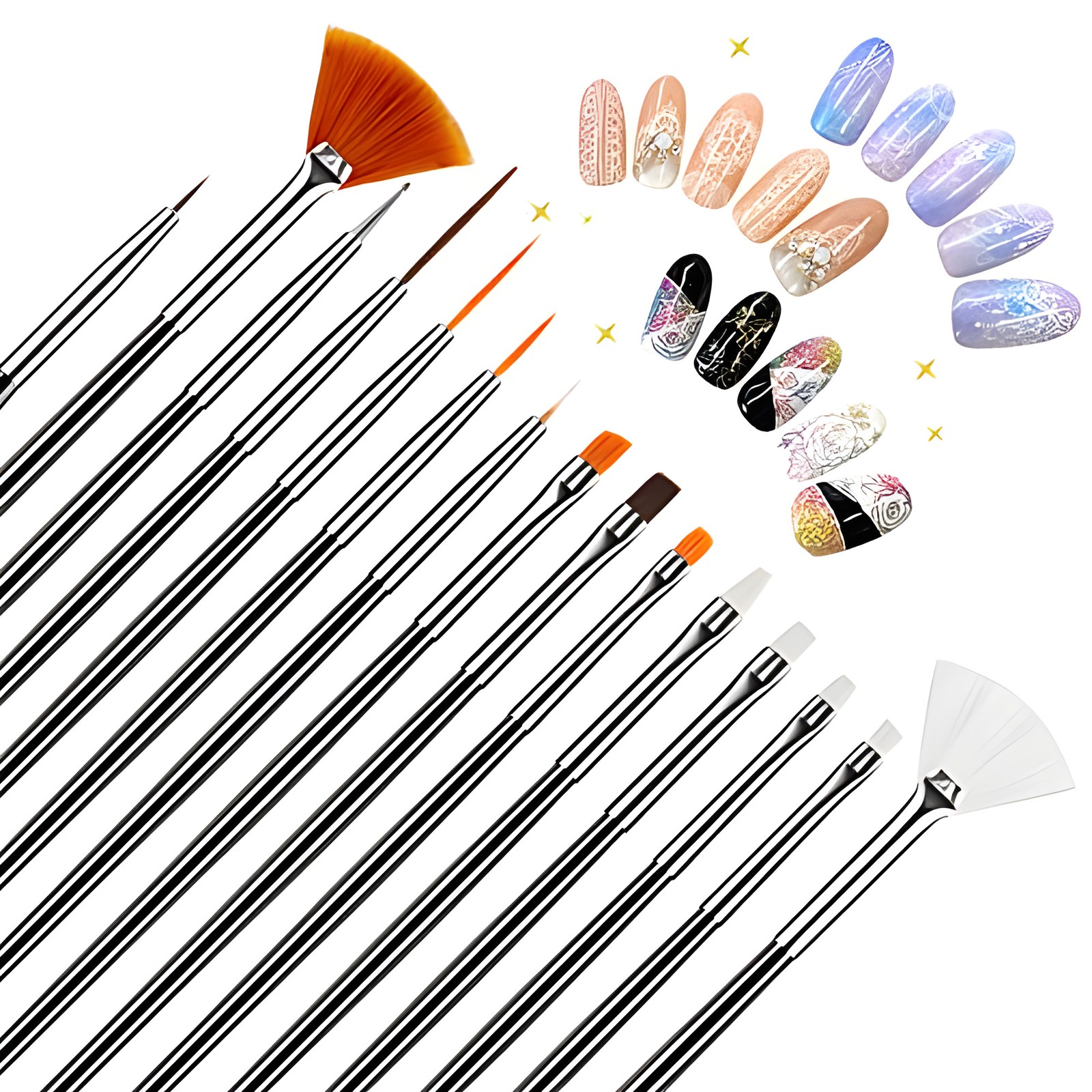 20pc Set Nail Art Design Dotting Painting Drawing Polish Brush Pen Tools Pink